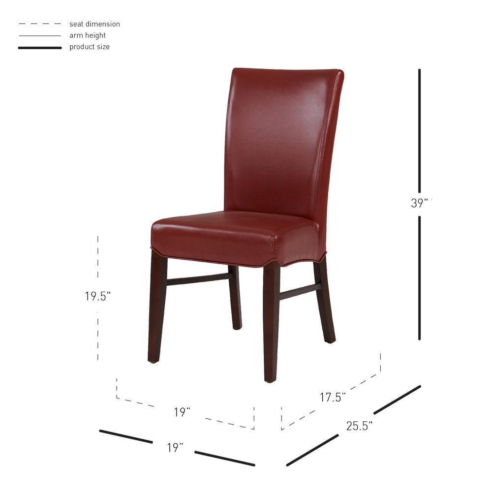 Milton Bonded Leather Dining Side Chair - Pomegranate - view 2
