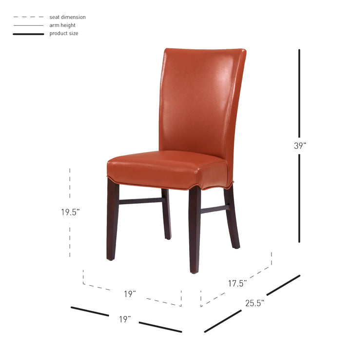 Milton Bonded Leather Dining Side Chair - Pumpkin - view 2