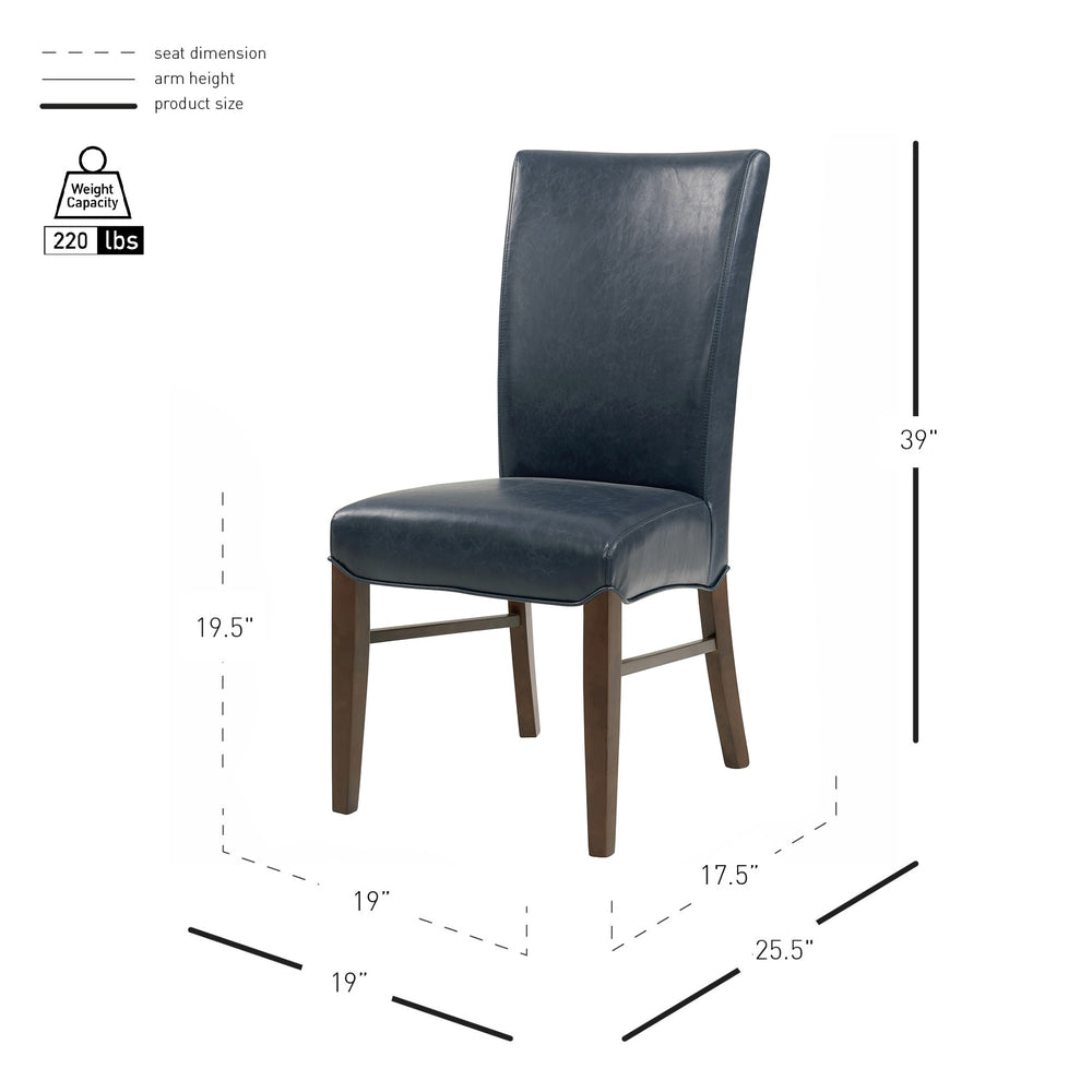 Milton Bonded Leather Dining Side Chair Wenge Legs - Vintage Blue - view 2