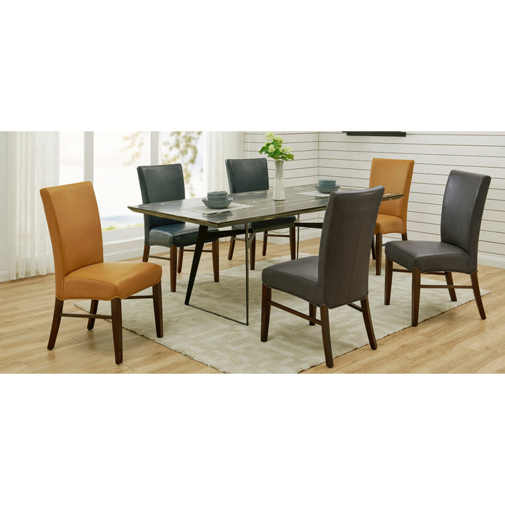 Milton Bonded Leather Dining Side Chair Wenge Legs - Vintage Caramel - view 3