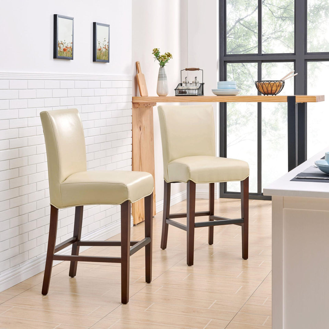 Milton Bonded Leather Counter Stool - Cream - view 3