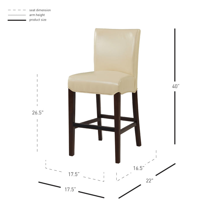 Milton Bonded Leather Counter Stool - Cream - view 2