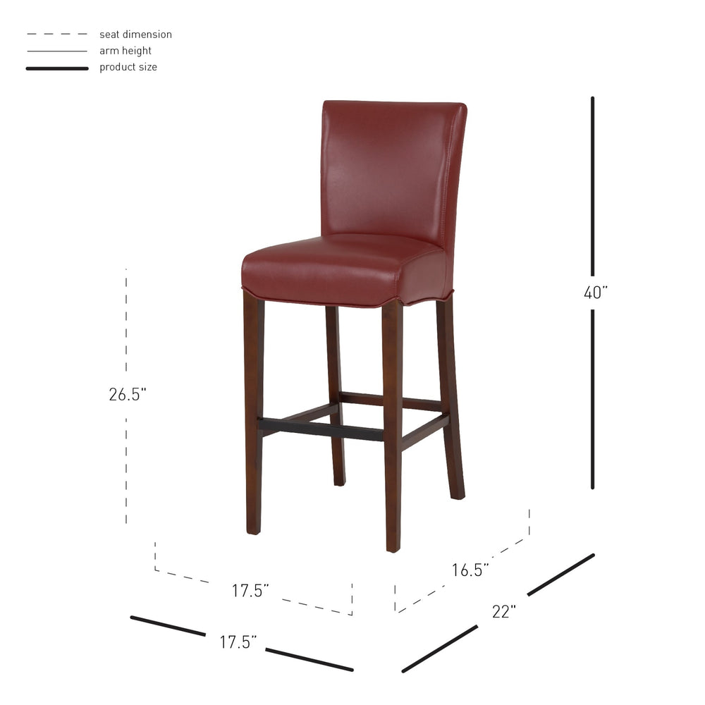 Milton Bonded Leather Counter Stool - Pomegranate - view 2