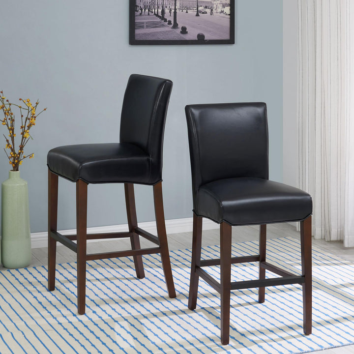 Milton Bonded Leather Counter Stool - Black - view 3
