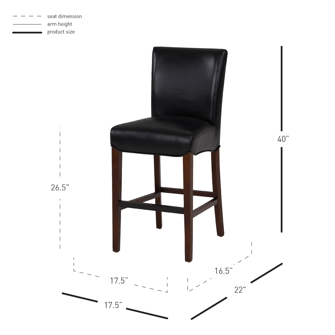 Milton Bonded Leather Counter Stool - Black - view 2