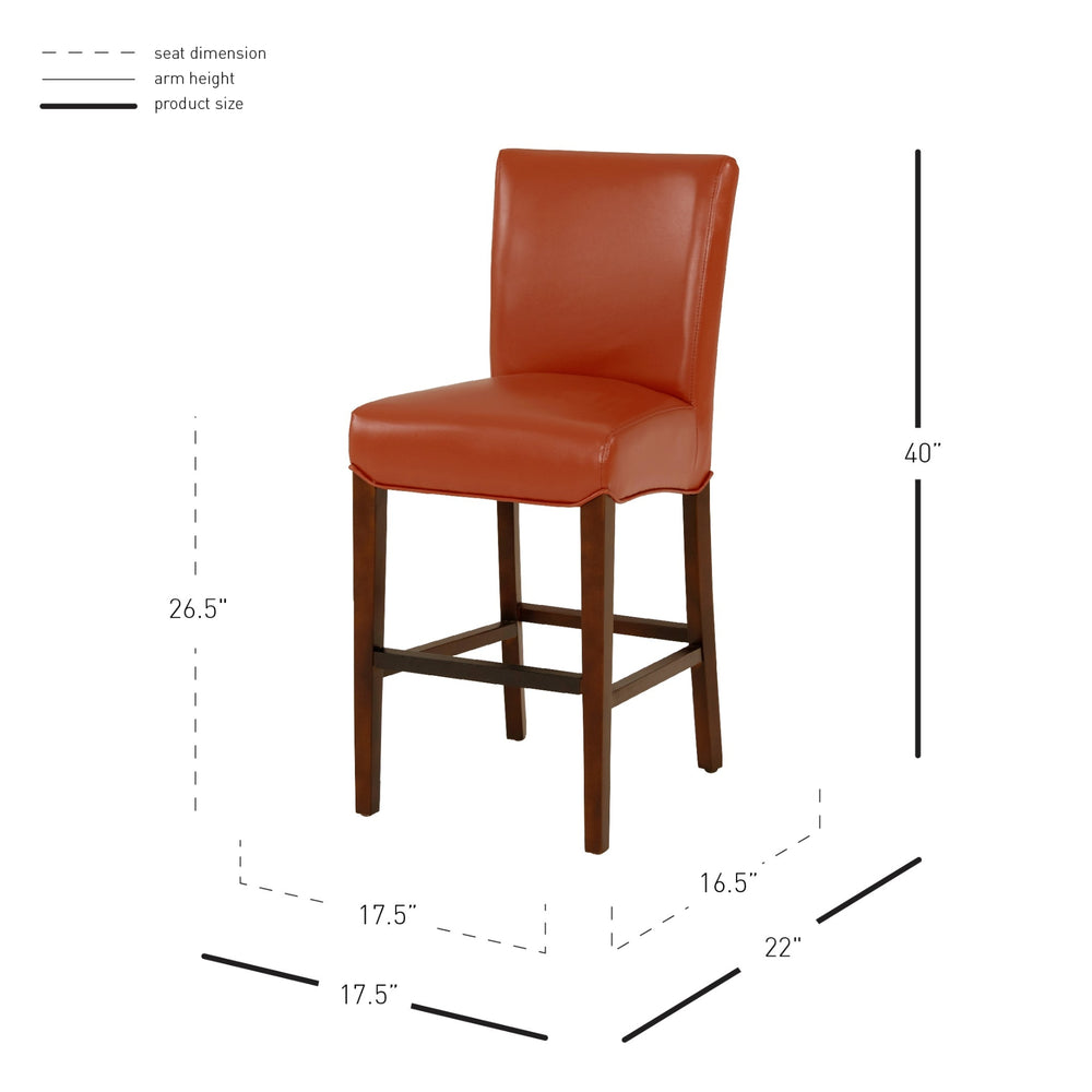 Milton Bonded Leather Counter Stool - Pumpkin - view 2