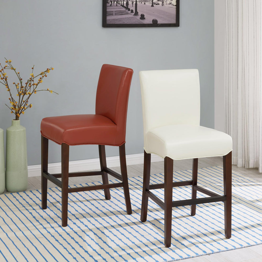 Milton Bonded Leather Counter Stool - White - view 3