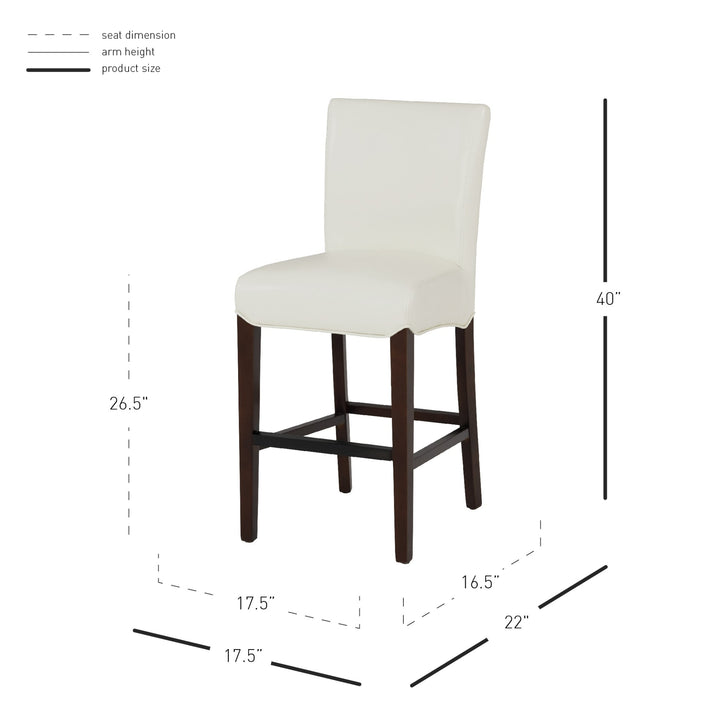 Milton Bonded Leather Counter Stool - White - view 2