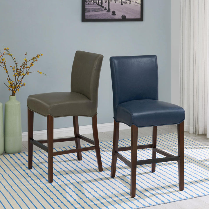 Milton Bonded Leather Counter Stool Wenge Legs - Vintage Gray - view 3