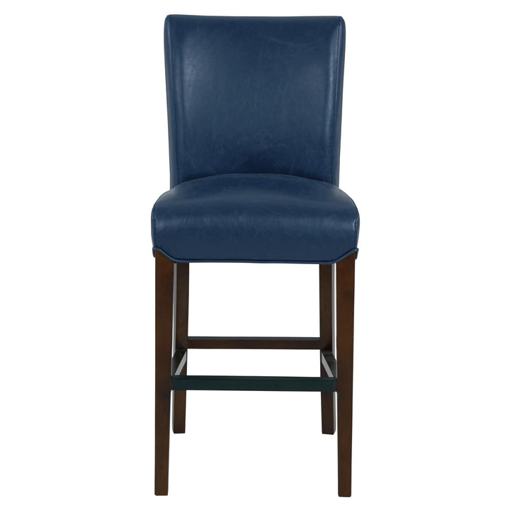 Milton Bonded Leather Counter Stool Wenge Legs - Vintage Blue - view 4