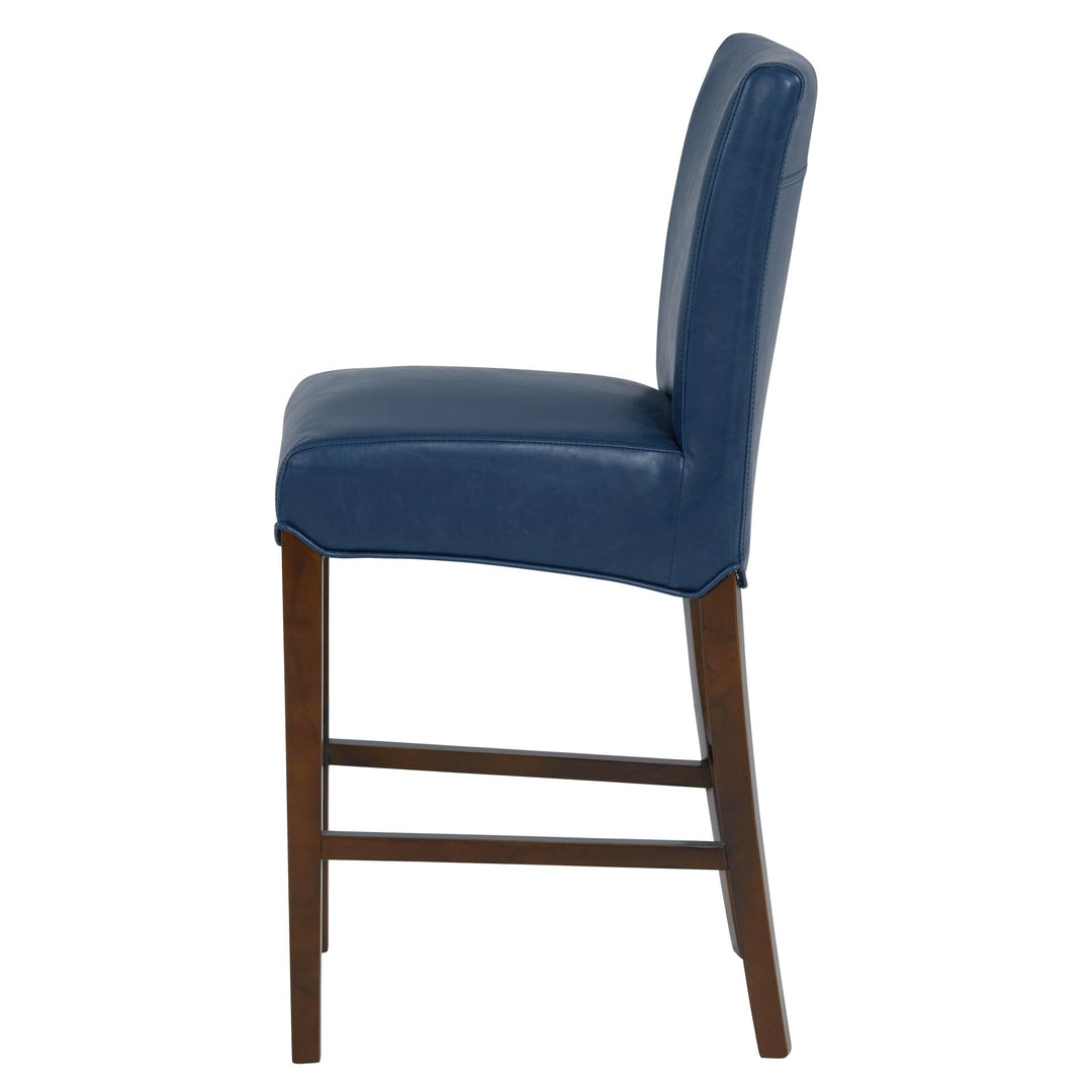 Milton Bonded Leather Counter Stool Wenge Legs - Vintage Blue - view 5