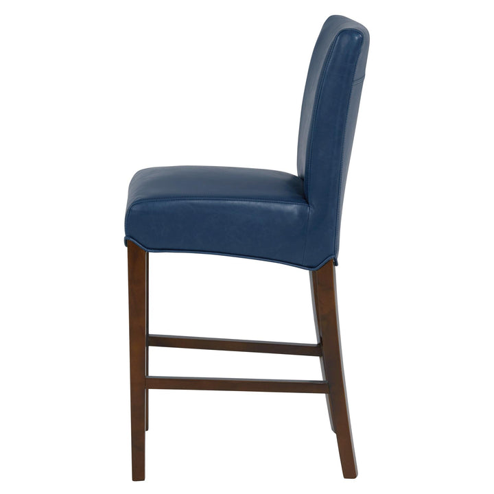 Milton Bonded Leather Counter Stool Wenge Legs - Vintage Blue - view 5