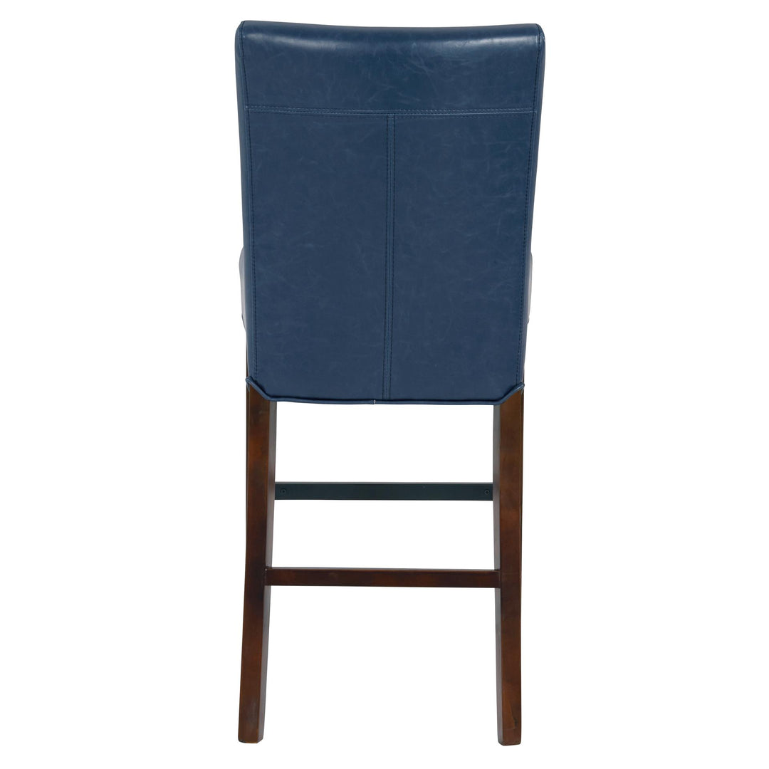 Milton Bonded Leather Counter Stool Wenge Legs - Vintage Blue - view 6