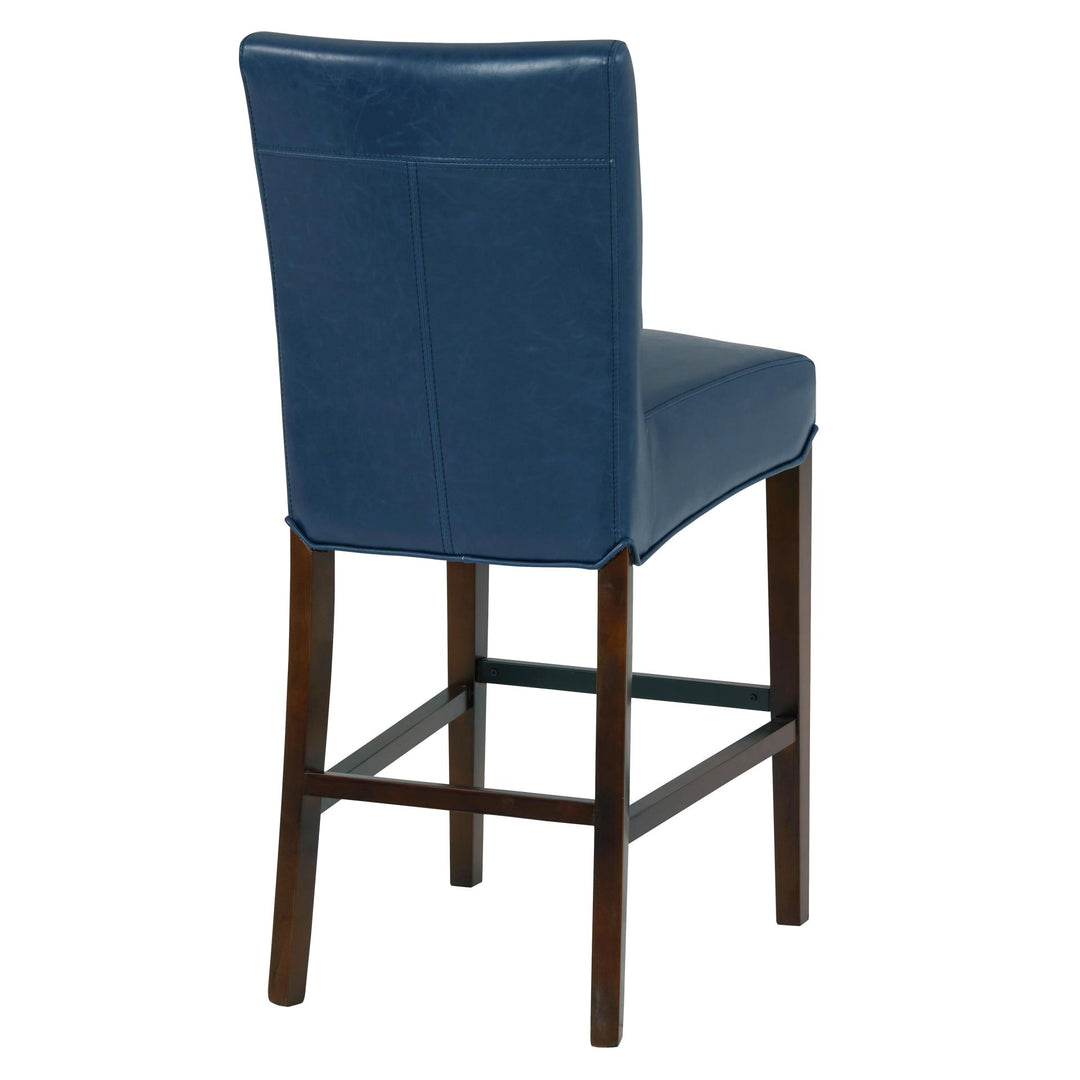 Milton Bonded Leather Counter Stool Wenge Legs - Vintage Blue - view 7