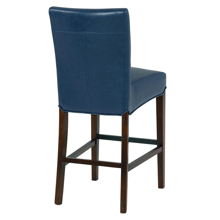 Milton Bonded Leather Counter Stool Wenge Legs - Vintage Blue - view 7