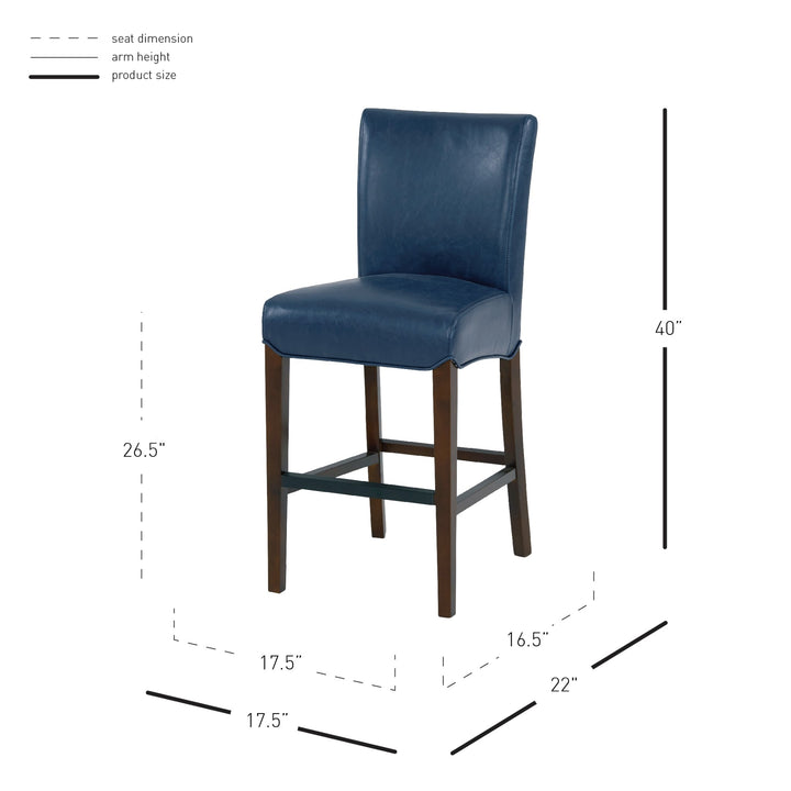 Milton Bonded Leather Counter Stool Wenge Legs - Vintage Blue - view 2