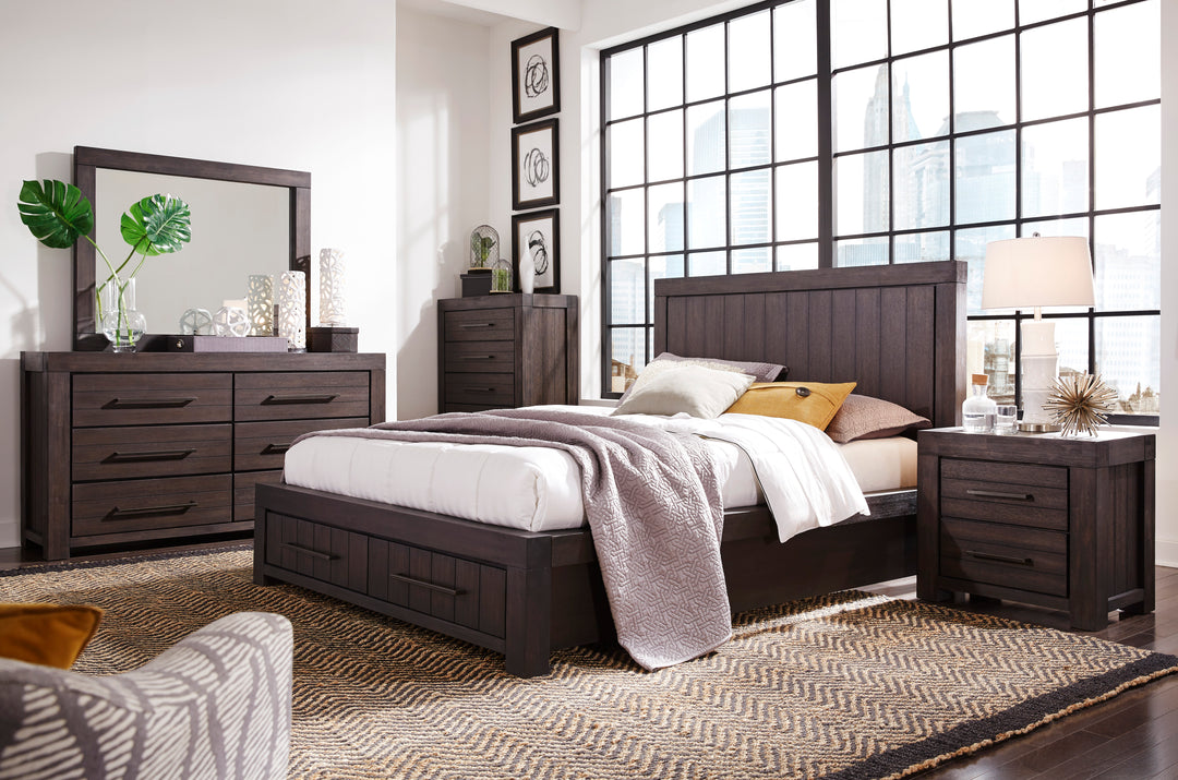 Modus Furniture 3H57D6 Heath Two Drawer Wood Storage Bed In Basalt Grey