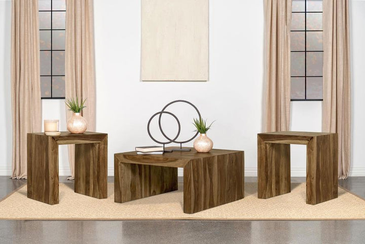 Coaster Furniture Odilia - 3 Piece Solid Wood Coffee And End Table Set - Auburn