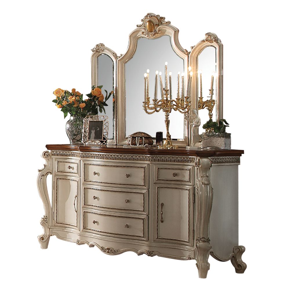 Picardy Dresser in Antique Pearl & Cherry Oak