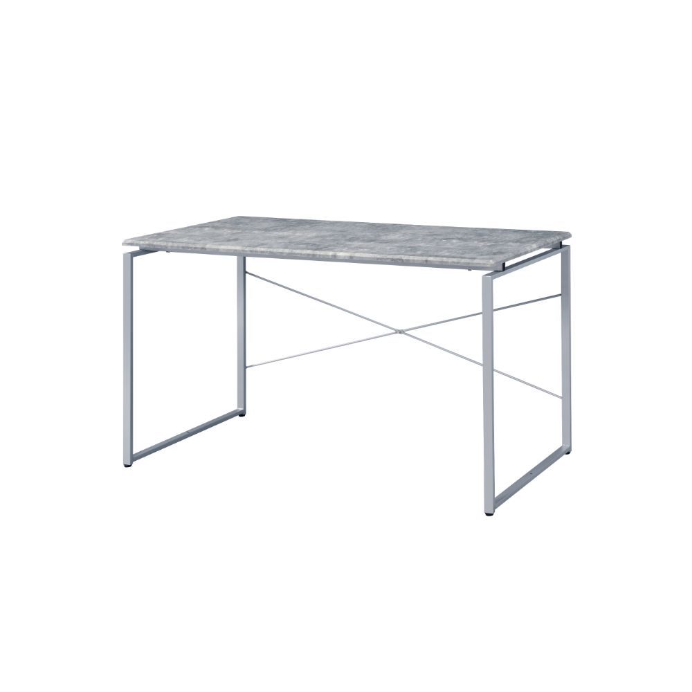 Jurgen - Writing Desk - Faux Concrete & Silver