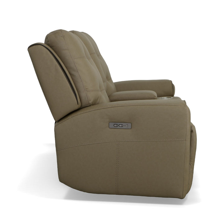 Iris Power Reclining Loveseat With Console &amp; Power Headrests Khaki