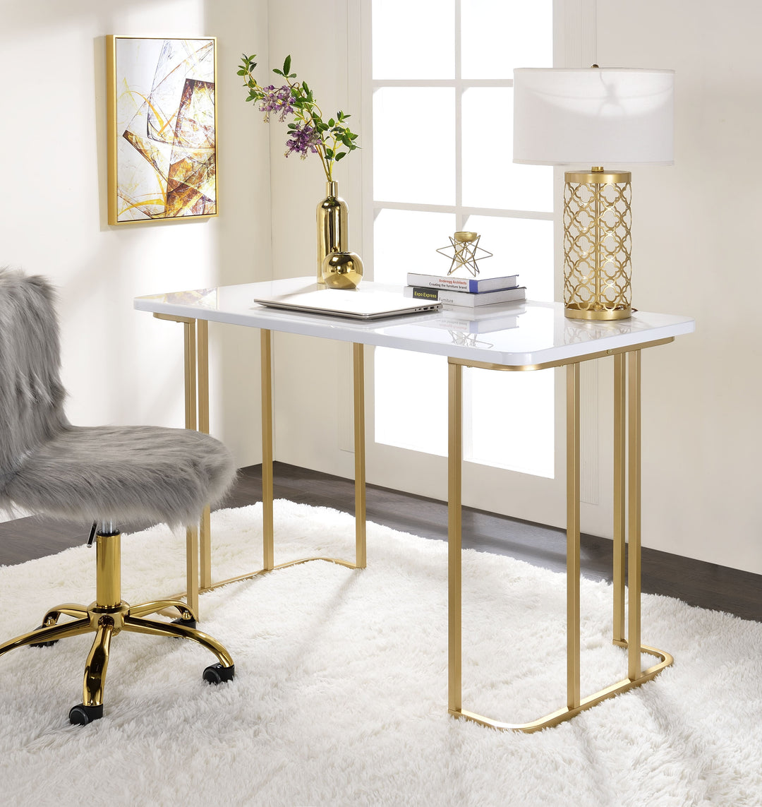 Estie - Vanity Desk Same 93102) - White & Gold