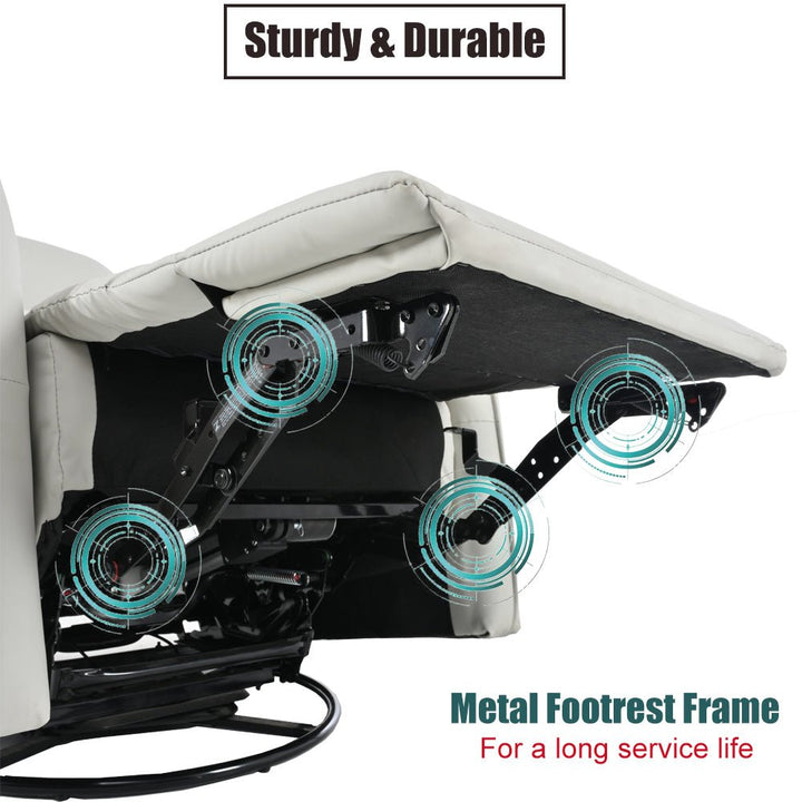 270° Power Swivel Rocker Recliner PU Leather Chair modern furniture Contempo Furniture