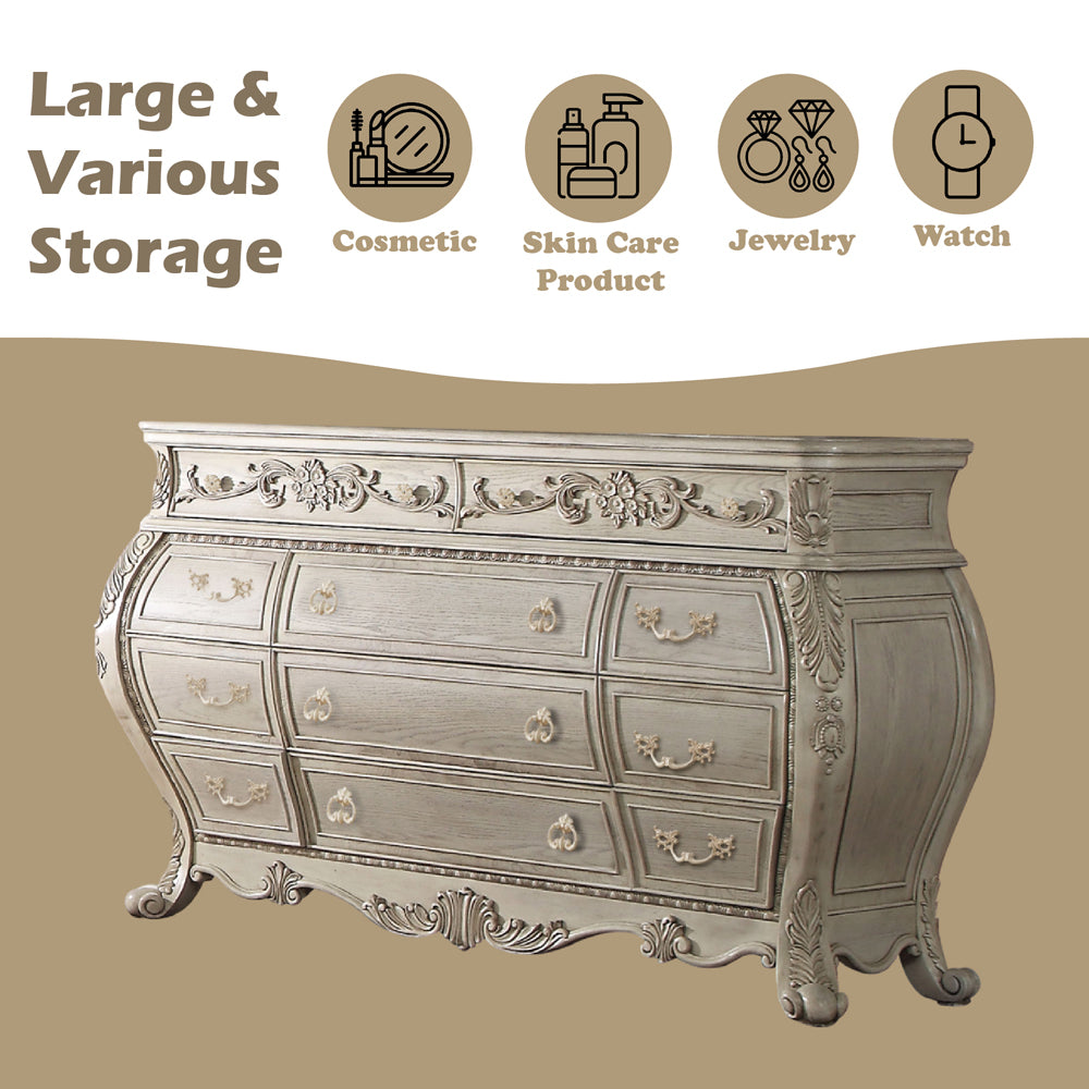 Ragenardus Dresser in Antique White - features