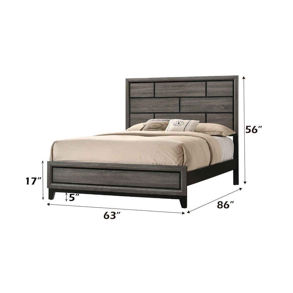 Valdemar Queen Bed in Weathered Gray - dimensions