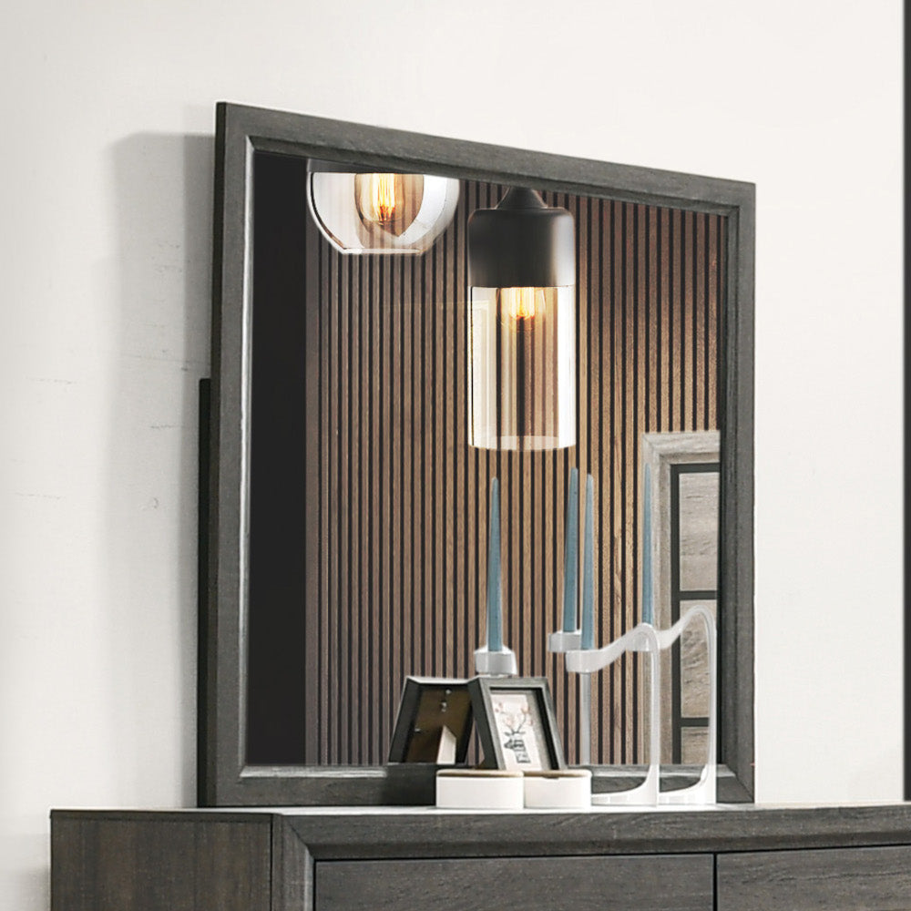 Valdemar Mirror in Weathered Gray Finish