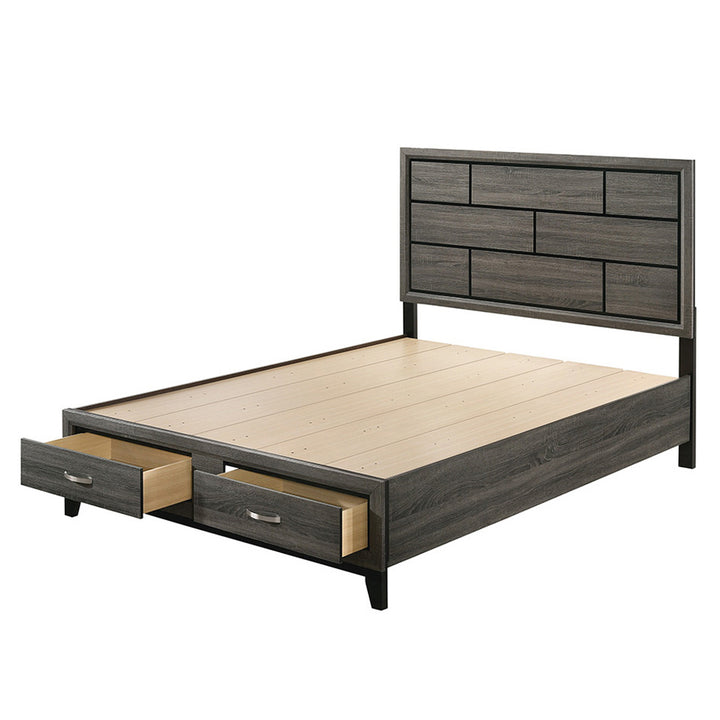 Valdemar EK Bed with Storage in Weathered Gray