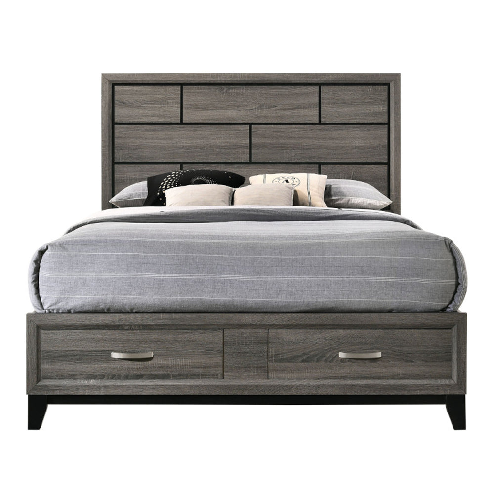 Valdemar EK Bed with Storage in Weathered Gray