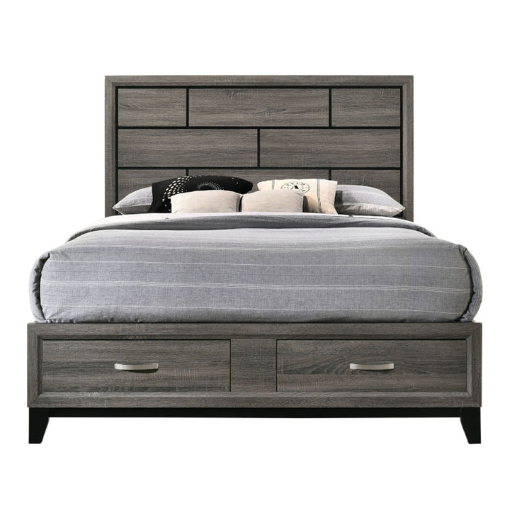 Valdemar EK Bed with Storage in Weathered Gray
