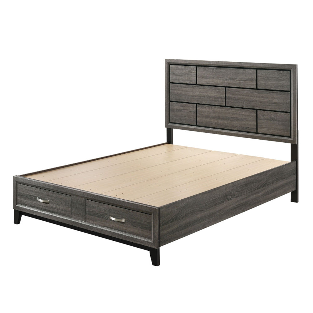Valdemar EK Bed with Storage in Weathered Gray