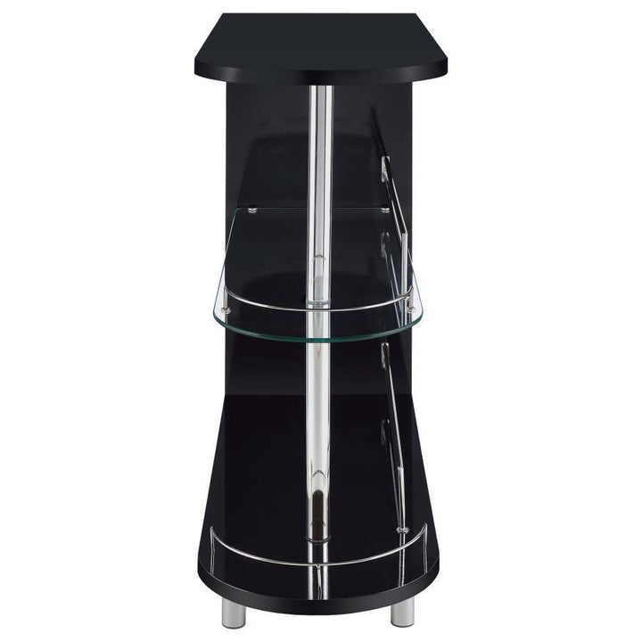 Adolfo - Rectangular 2-Tier Home Bar Table - Black High Gloss