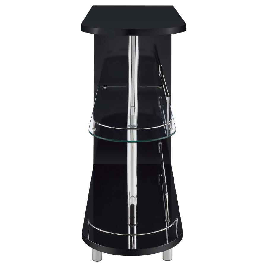 Adolfo - Rectangular 2-Tier Home Bar Table - Black High Gloss