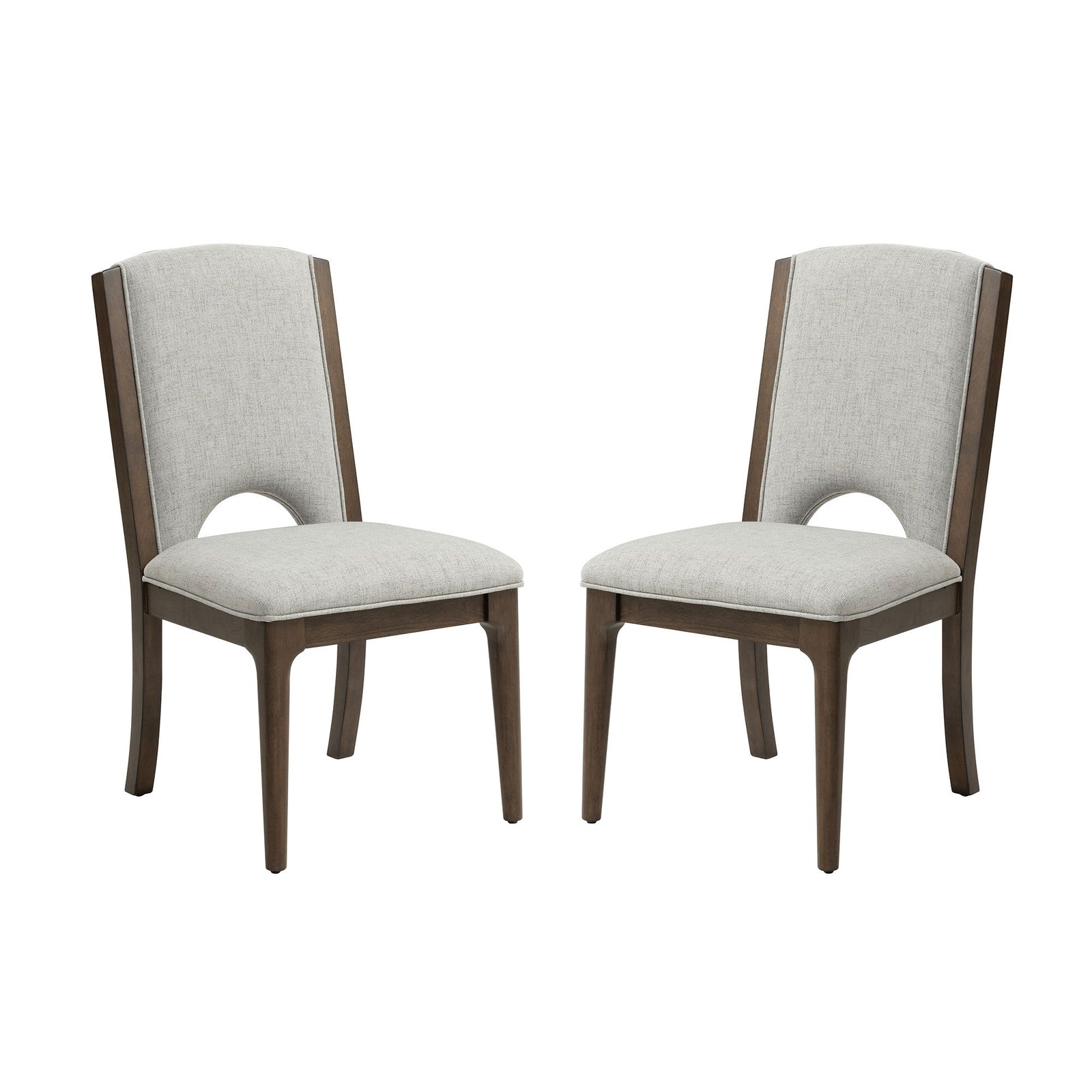 Athens Upholstered Dining Chair (Set of 2) Light Gray / Chocolate Brown