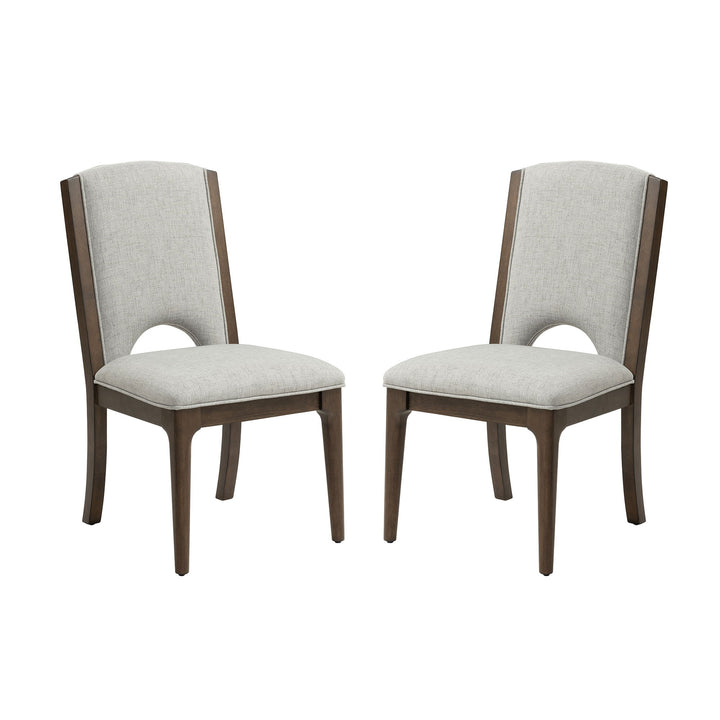 Athens Upholstered Dining Chair (Set of 2) Light Gray / Chocolate Brown