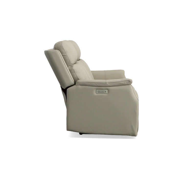 Easton Leather Power Reclining Loveseat with Power Headrests &amp; Lumbar in Dove