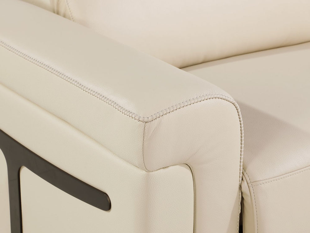 DivanItalia 1126 Power Reclining Sofa in Top Grain Italian Leather with 2 Power Recliners & Power Headrests - Beige
