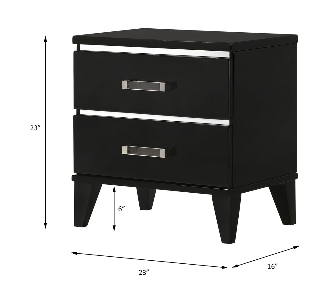 Chelsie Nightstand in Black Finish - line drawing