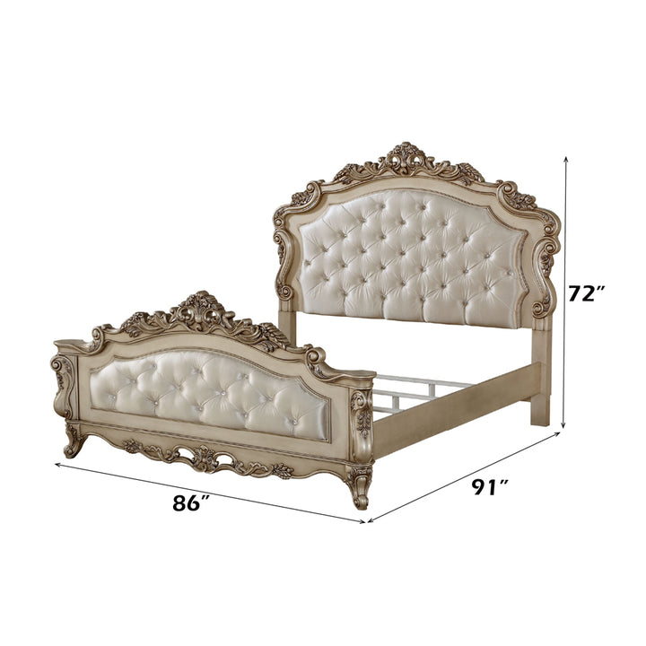 Gorsedd EK Bed in Fabric &amp; Golden Ivory - dimensions