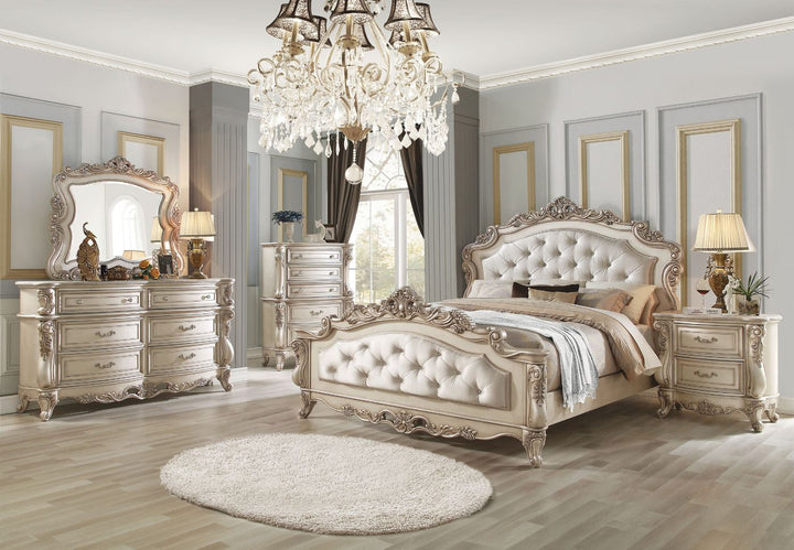 Gorsedd Queen Bed in Fabric &amp; Golden Ivory
