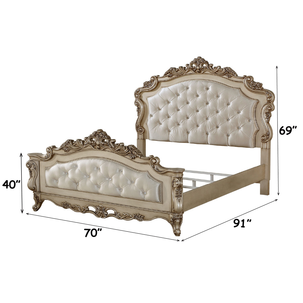 Gorsedd Queen Bed in Fabric & Golden Ivory - dimensions