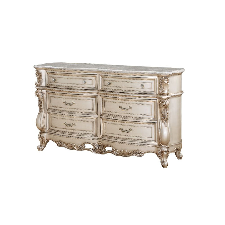 Gorsedd Dresser with Marble Top in Natural Marble Top &amp; Golden Ivory
