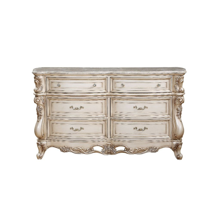 Gorsedd Dresser with Marble Top in Natural Marble Top &amp; Golden Ivory
