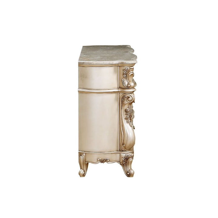 Gorsedd Dresser with Marble Top in Natural Marble Top &amp; Golden Ivory