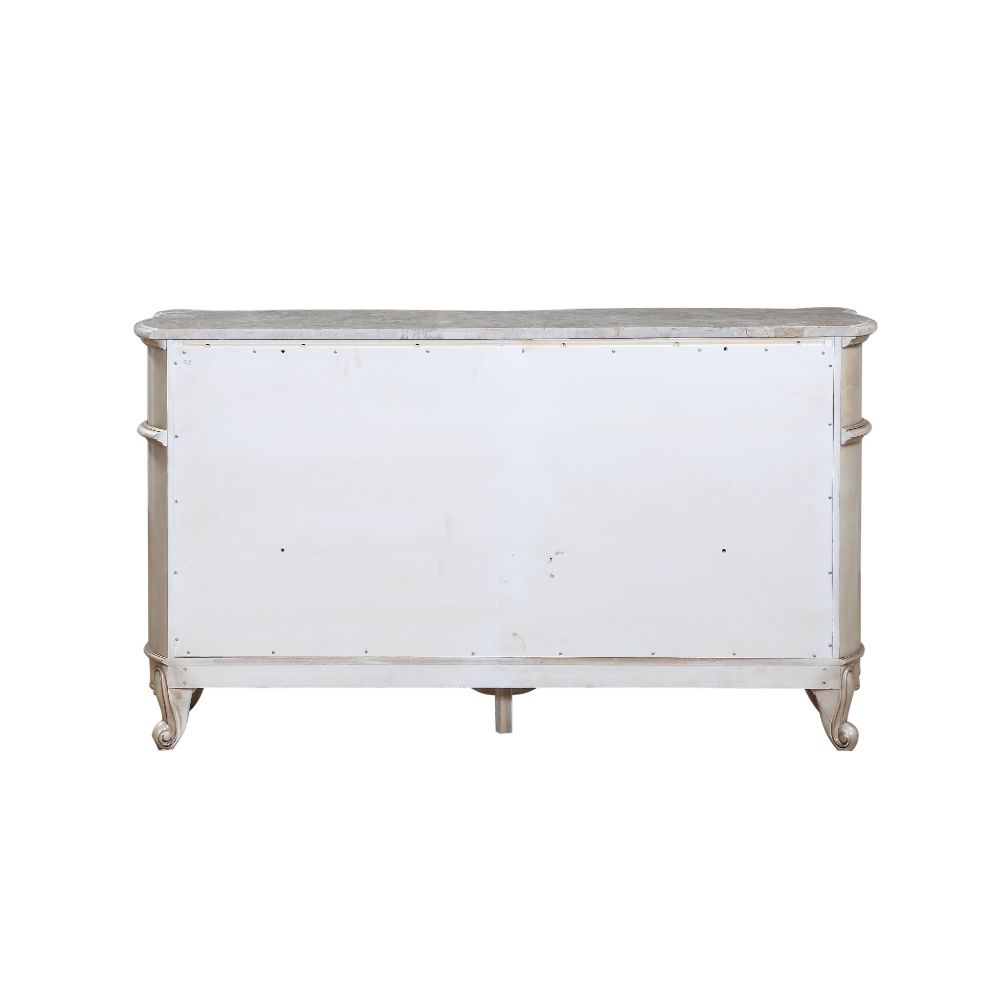 Gorsedd Dresser with Marble Top in Natural Marble Top & Golden Ivory