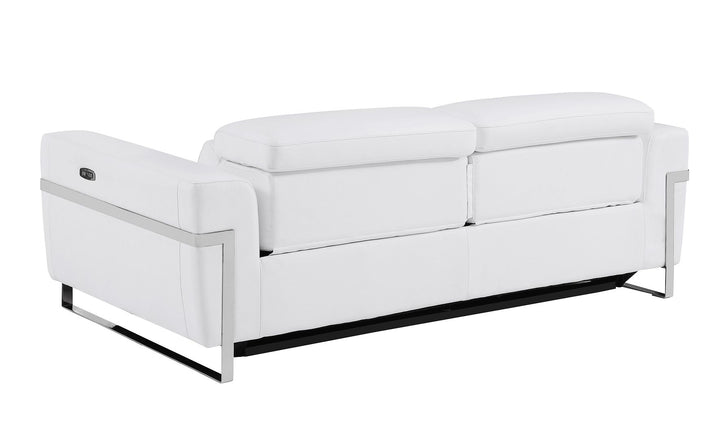 DivanItalia 990 Power Reclining Sofa with Power Headrest in Top-Grain Italian Leather - White