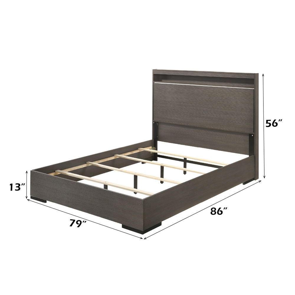 Escher EK Bed in LED & Gray Oak - dimensions